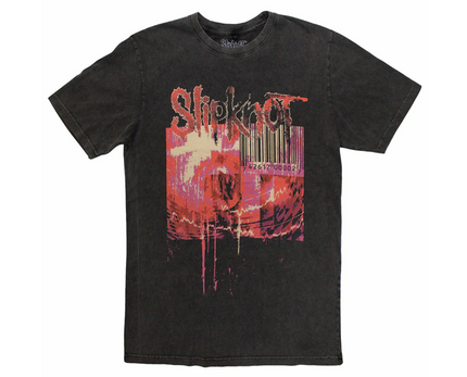 Slipknot Unisex Stone Wash T-Shirt: The End, So Far Barcode (Charcoal Grey) (Back Print)