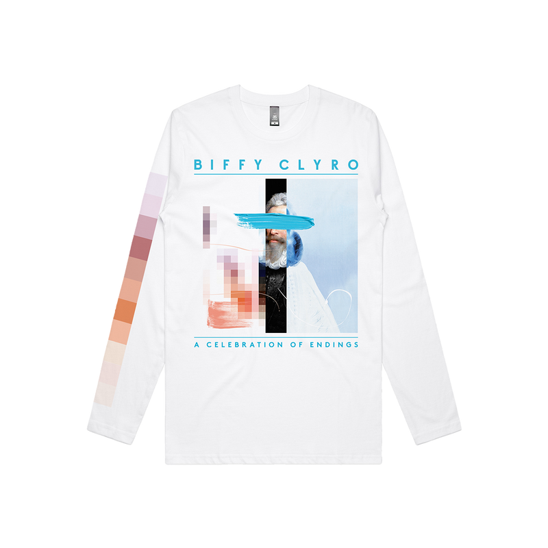 A Celebrations of Endings Pixel Long Sleeve T-shirt White