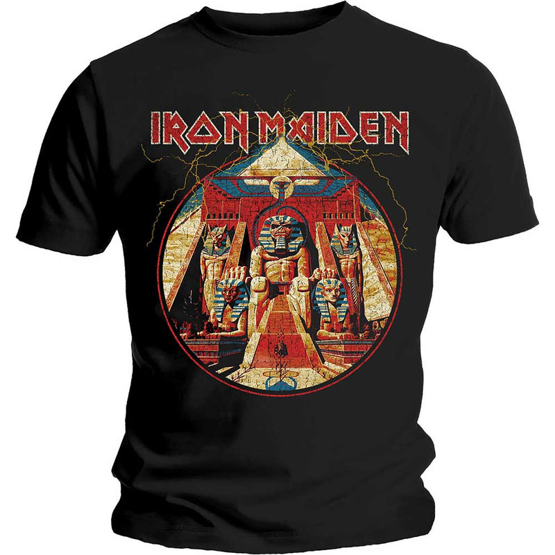 Iron Maiden Unisex Tee: Powerslave Lightning Circle