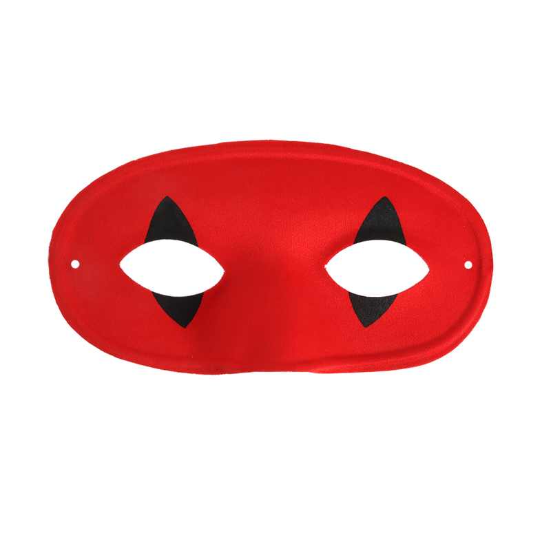 Red domino style eye mask.